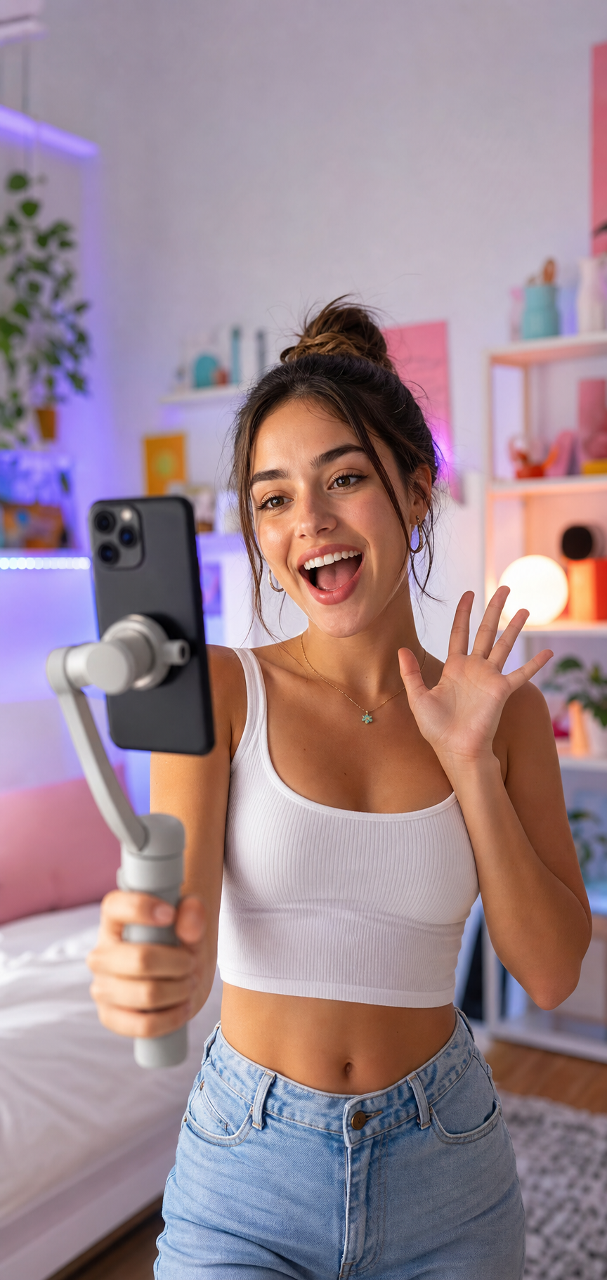 Creator che gira un video verticale con lo smartphone